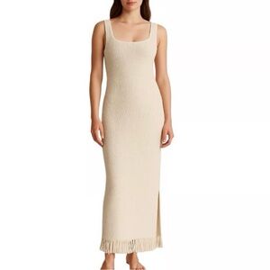 NWT Just Found Knitted Cotton Maxi Bodycon Beige Sleeveless Dress Size Large